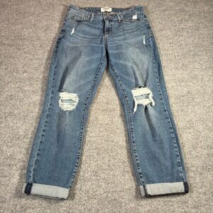 Denizen Levi's Mid Rise Boyfriend Jeans Womens 8 Medium Wash Distressed‎ Denim